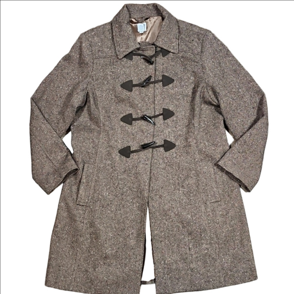 GAP Women's Tweed Toggle Coat in Brown